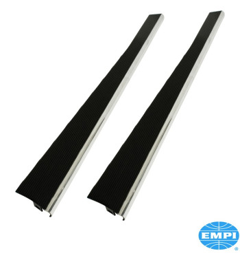 Running board set with mounting kit, Billet Look, aluminium, glossy black with polished ribs and edge, 2 pieces