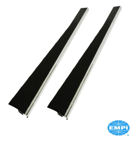 Running board set with mounting kit, Billet Look, aluminium, glossy black with polished ribs and edge, 2 pieces