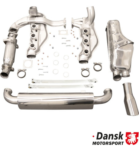 Exhaust set, with one Ø100 mm tail pipe, without catalytic converter. Made of stainless steel. With TÜV on exhaust
