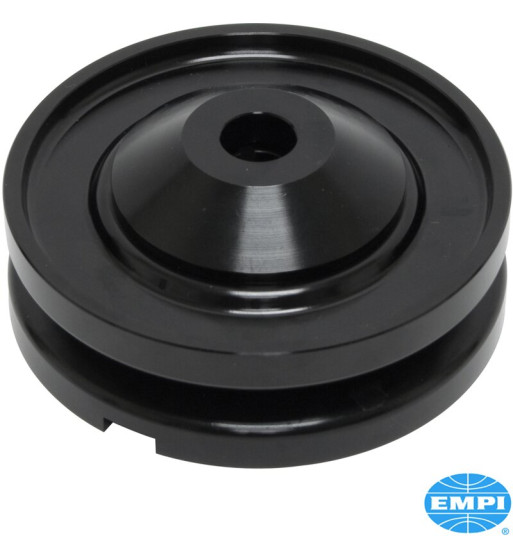 Pulley set for alternator, 12 V, Billet Style, aluminium, black anodized. Including washer and woodruff key Pulley set for alternator, 12 V, Billet Style, aluminium, black anodized. Including washer and woodruff key
