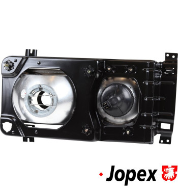 Headlight set, square, smoked, complete with projector and frame, with E-mark, left/right. For LHD
