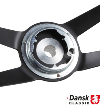 Steering wheel, RS/RSR style, leather black, Ø380 mm (15), without horn button. Can only be used with hockey puck horn buttom
