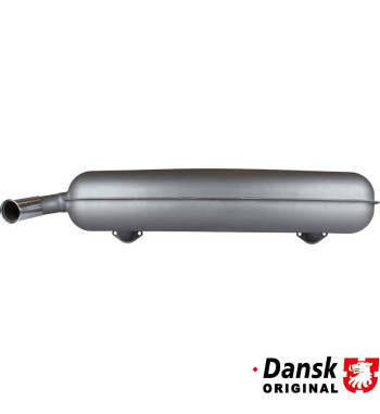 Exhaust rear, with one Ø57 mm tail pipe and chrome tip. Made of steel with grey heat resistant paint. With TÜV/EEC approval