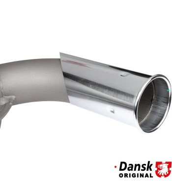 Exhaust rear, with one Ø57 mm tail pipe and chrome tip. Made of steel with grey heat resistant paint. With TÜV/EEC approval