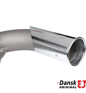 Exhaust rear, with one Ø57 mm tail pipe and chrome tip. Made of steel with grey heat resistant paint. With TÜV/EEC approval