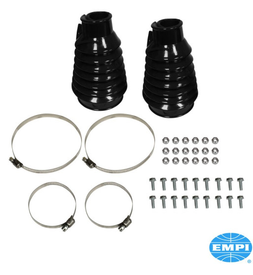 Axle boot set for CV joint with clamps and hardware, Deluxe, rear, for swing axle, black, 2 pieces Axle boot set for CV joint with clamps and hardware, Deluxe, rear, for swing axle, black, 2 pieces
