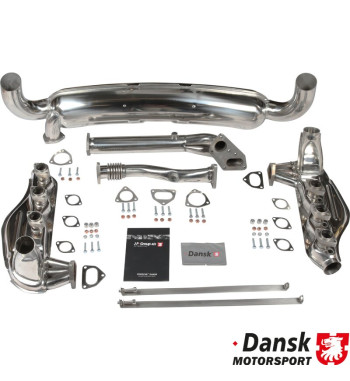 Exhaust set, with two Ø84 mm tail pipes. Made of polished stainless steel. Including heat exchangers