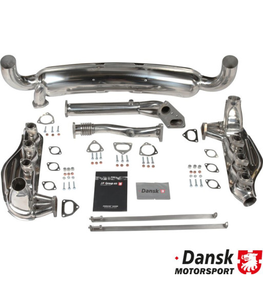 Exhaust set, with two Ø84 mm tail pipes. Made of polished stainless steel. Including heat exchangers