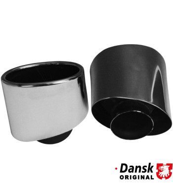 Tail pipe set, left/right. To be mounted on the original exhaust. Made of polished stainless steel