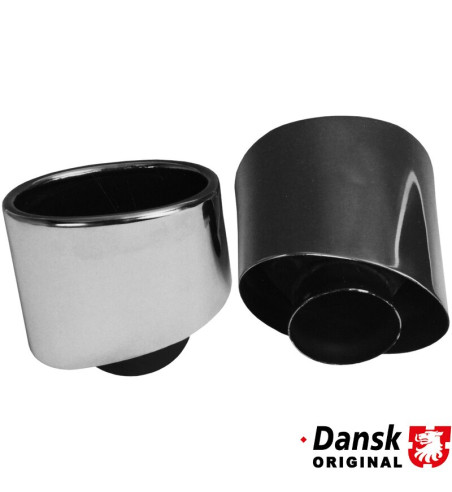 Tail pipe set, left/right. To be mounted on the original exhaust. Made of polished stainless steel
