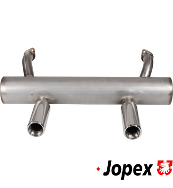 Exhaust rear, Performance, 42 mm tubing, without heat bells, with two tail pipes. Made of stainless steel