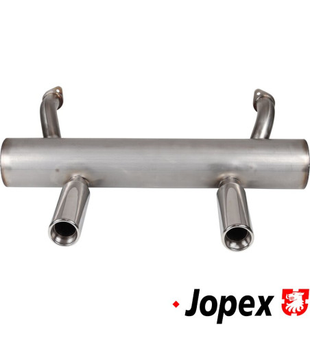 Exhaust rear, Performance, 42 mm tubing, without heat bells, with two tail pipes. Made of stainless steel