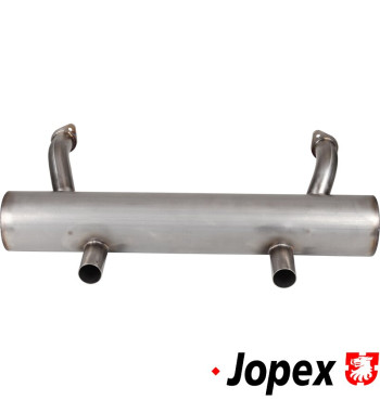 Exhaust rear, Performance, 42 mm tubing, without heat bells, with two tail pipes. Made of stainless steel