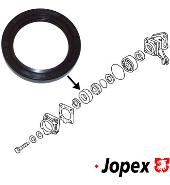 Oil seal for wheel bearing, double lip, rear, Ø inner 44.5 mm, Ø outer 62 mm, width 8 mm, double joint axle