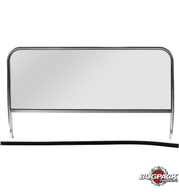 Dune Buggy windshield with polished and anodized aluminium frame. With 16 glass, 42 1/4 frame