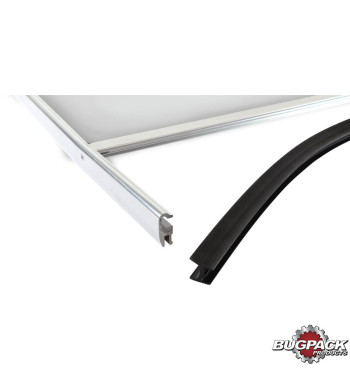 Dune Buggy windshield with polished and anodized aluminium frame. With 16 glass, 42 1/4 frame