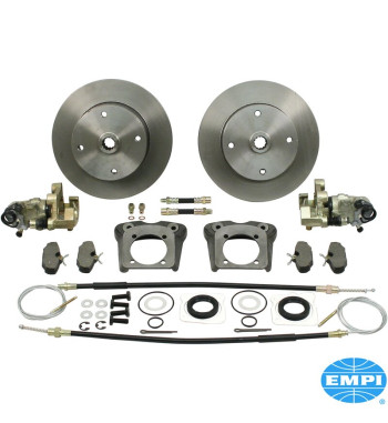Disc brake conversion set, Deluxe, rear, 4x130 with 14x1.5 mm threads, with emergency brake, for swing axle