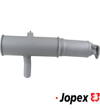 Exhaust rear with catalytic converter. Without gasket (no. 1121200200). Made of steel with grey paint