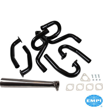 Exhaust system, Merged Competition, 1 5/8 tubing, with one Stinger tail pipe. Made of steel with black paint