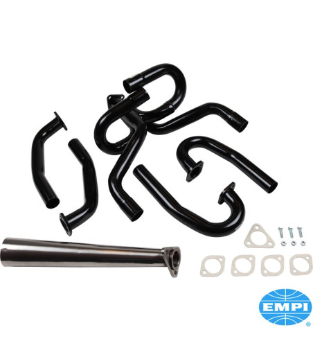 Exhaust system, Merged Competition, 1 5/8 tubing, with one Stinger tail pipe. Made of steel with black paint