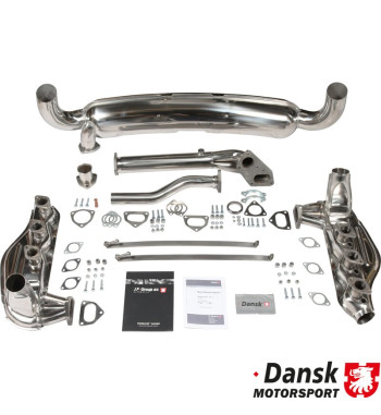 Exhaust set, with two Ø84 mm tail pipes. Made of polished stainless steel. Including heat exchangers