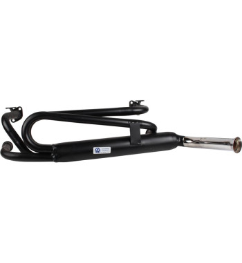 Exhaust rear, Sport, with one tail pipe. Made of steel with black paint, tail pipe of chromed steel