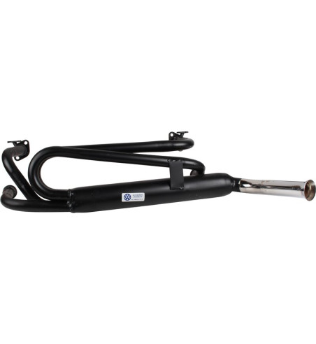 Exhaust rear, Sport, with one tail pipe. Made of steel with black paint, tail pipe of chromed steel