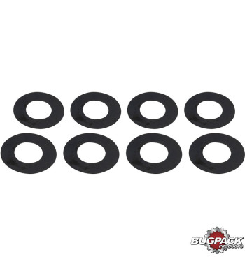 Valve spring shim set, dual, hardened, 0.38 mm, 8 pieces, Bugpack. For setting proper spring installed height