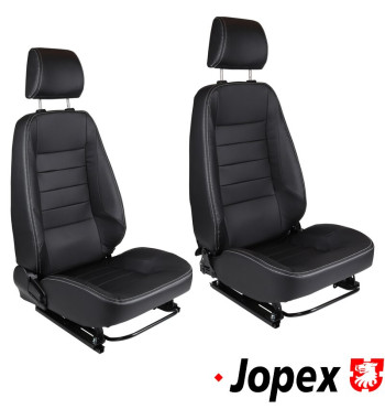 Sports seat set with seat rails, black, drivers and passengers side. For universal installation