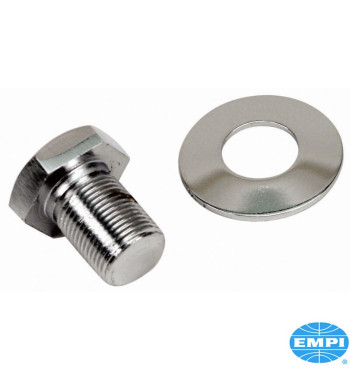 Bolt and washer set for crankshaft pulley, extra long, chrome. Must be used with bolt-in sand seal pulleys