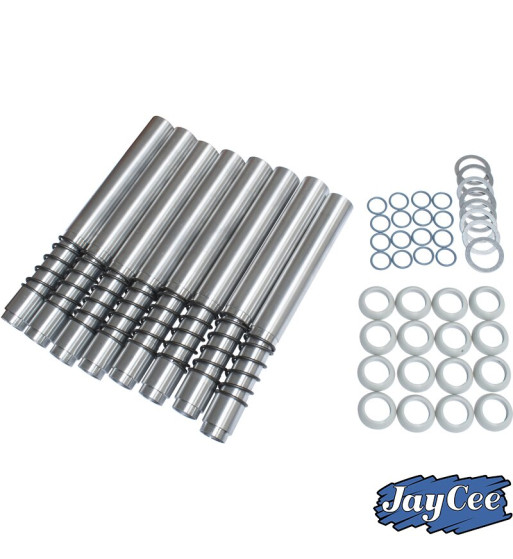 Push rod tube set with seals, leak proof, 8 pieces. Made of aluminium, silver. With a larger inside than standard, they help cle Push rod tube set with seals, leak proof, 8 pieces. Made of aluminium, silver. With a larger inside than standard, they help cle