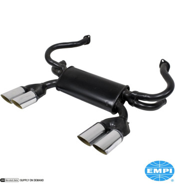 Exhaust system, GT, 1 3/8 tubing, with four tail pipes. Including heater hose, gaskets and hardware. Made of steel with black pa