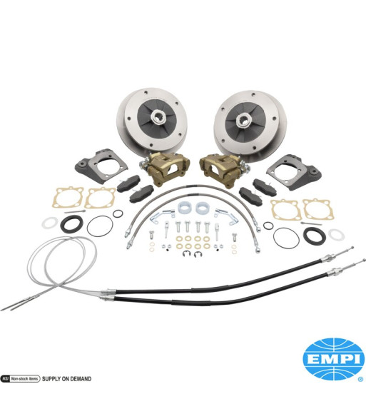 Disc brake conversion set, Upgraded Version, Zero Off-Set, rear, 5x205 mm, with emergency brake, for I.R.S. and swing axle. The Disc brake conversion set, Upgraded Version, Zero Off-Set, rear, 5x205 mm, with emergency brake, for I.R.S. and swing axle. The