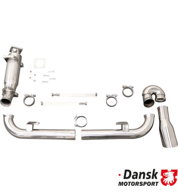 Exhaust set with intermediate exhaust bypass pipes and G-pipe replacing rear exhaust, with one Ø100 mm tail pipe and without hea