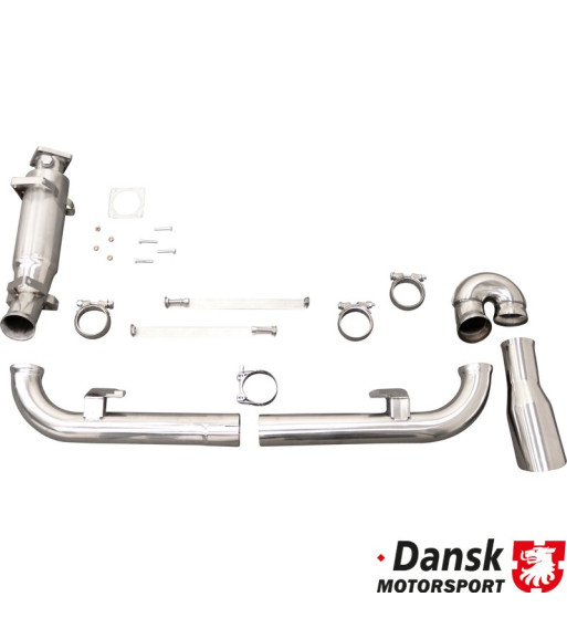 Exhaust set with intermediate exhaust bypass pipes and G-pipe replacing rear exhaust, with one Ø100 mm tail pipe and without hea Exhaust set with intermediate exhaust bypass pipes and G-pipe replacing rear exhaust, with one Ø100 mm tail pipe and without hea