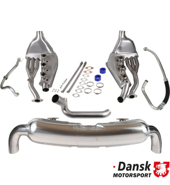 Exhaust set, Sport, with two Ø84 mm tail pipes, heat exchangers and pipe set for 3.2L. OEM style with no modifications in engine