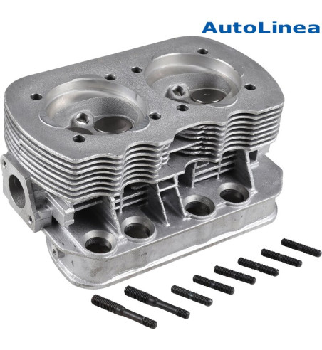 Cylinder head, 040, new, dual port, complete with valves. Inlet valves 35.5x8 mm and exhaust valves 32x8 mm. Spark plug M14x1,25