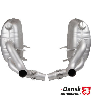 Exhaust set rear, Sport, OE style. Made of glass bead blasted stainless steel. For 3.8 L models. If used for 3.6 L models also u
