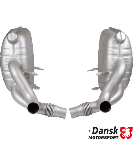 Exhaust set rear, Sport, OE style. Made of glass bead blasted stainless steel. For 3.8 L models. If used for 3.6 L models also u
