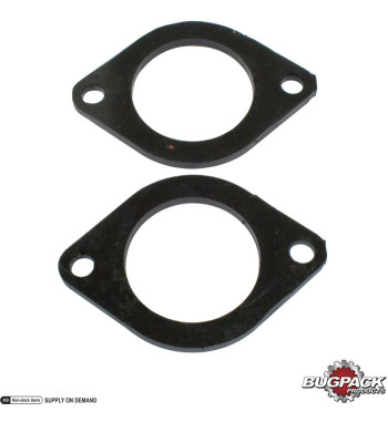 Gasket set for carburettor base, soft, urethane, black, 2 pieces, Bugpack. Fits 48 IDA/IDF Weber and Empi EPC 48, inner diameter