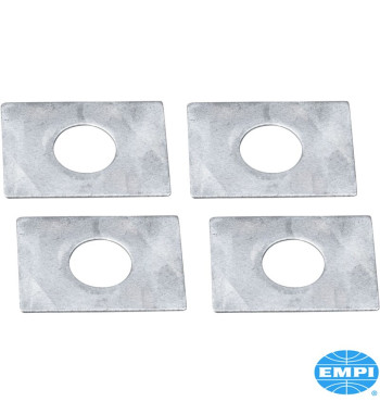 Rocker arm stand shim set, 0.38 mm, 4 pieces. Designed to go between the rocker stand and the head boss for correct rocker arm h