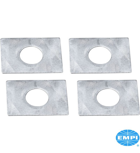 Rocker arm stand shim set, 0.38 mm, 4 pieces. Designed to go between the rocker stand and the head boss for correct rocker arm h