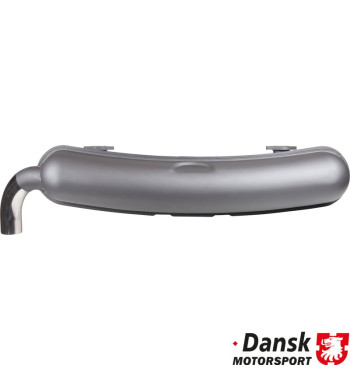 Exhaust rear, Sport, with one Ø70 mm tail pipe. Made of steel with grey heat resistant paint, tail pipe of polished stainless st