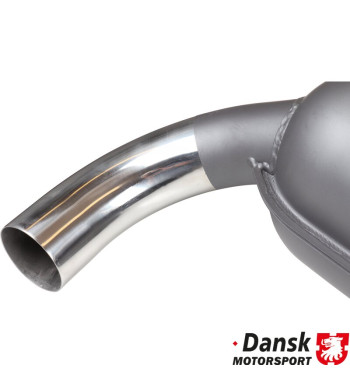 Exhaust rear, Sport, with one Ø70 mm tail pipe. Made of steel with grey heat resistant paint, tail pipe of polished stainless st