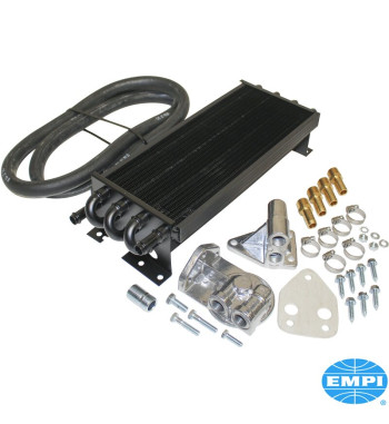 Oil cooler set, 8-pass, 1/2 hose barb, without booster kit. Includes cooler, bypass adapter, remote filter bracket, high tempera