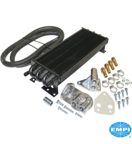 Oil cooler set, 8-pass, 1/2 hose barb, without booster kit. Includes cooler, bypass adapter, remote filter bracket, high tempera