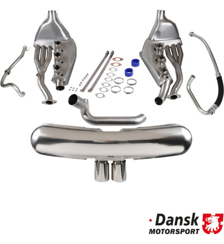 Exhaust set, Sport with two Ø90 mm center tail pipes GT3 Style and Ø41 mm heat exchangers. With pipe set for 3.2L. OEM style wit