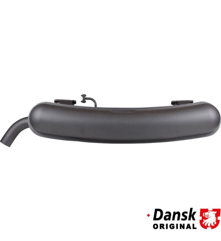 Exhaust rear, with one Ø57 mm tail pipe. Box made of 1.5 mm aluminized steel, tail pipe and inlet of stainless steel. All with g