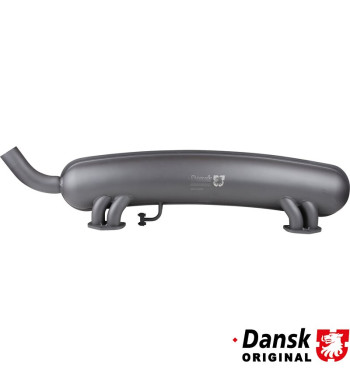 Exhaust rear, with one Ø57 mm tail pipe. Box made of 1.5 mm aluminized steel, tail pipe and inlet of stainless steel. All with g