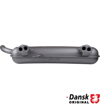Exhaust rear, with one Ø57 mm tail pipe. Box made of 1.5 mm aluminized steel, tail pipe and inlet of stainless steel. All with g